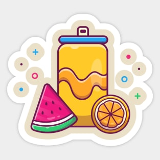 Orange Soda With Watermelon Cartoon Sticker